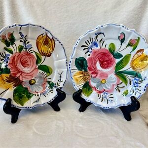 Two vintage Italian Nove Rose salad plate. From Nove, Italy, 7”